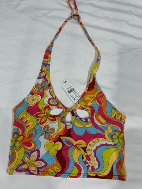 PacSun Multi-Color Floral Halter Crop Top